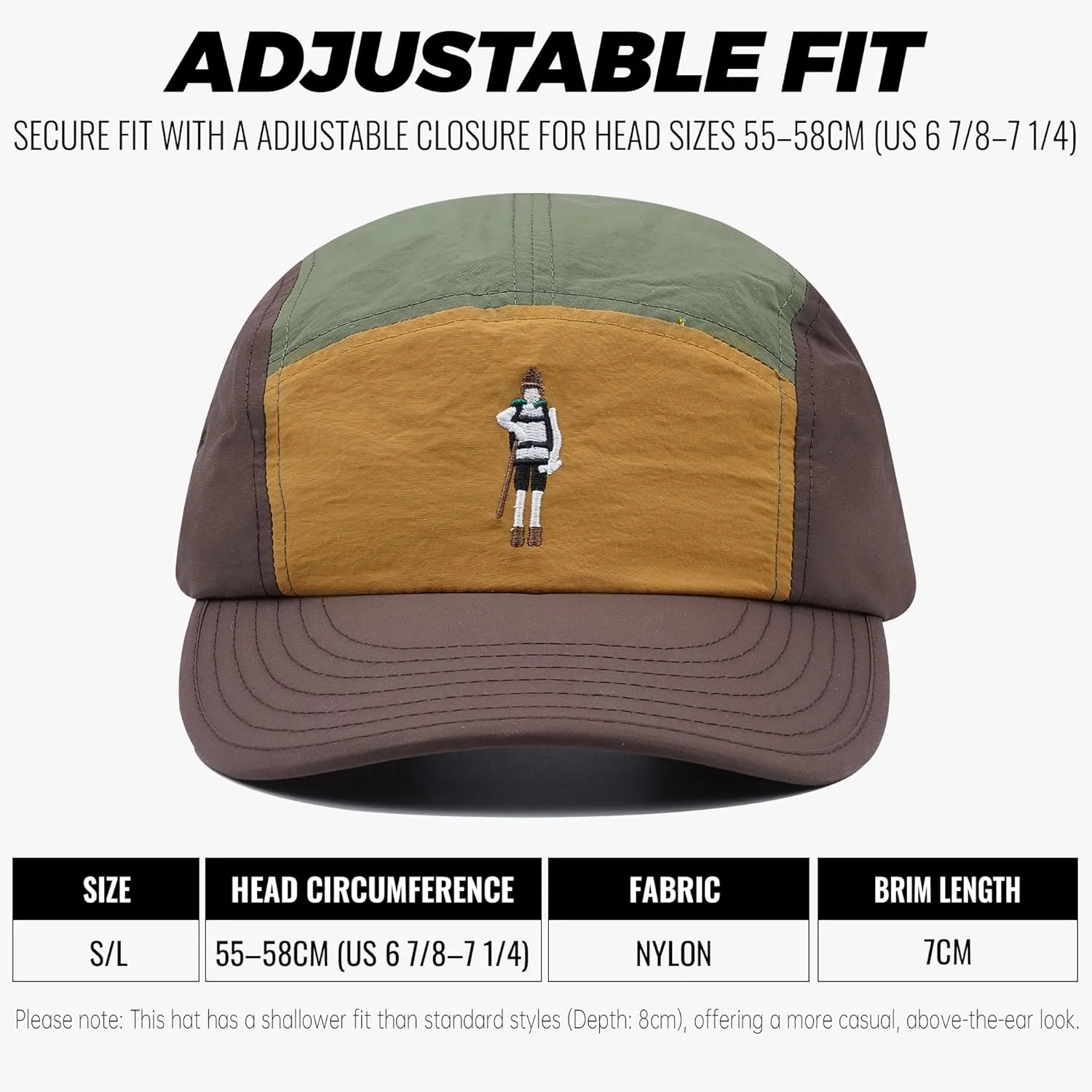 CLAPE 5 Panel Cap Curved Bill Dad Golf Cap Waterproof Nylon Hat Stylish Embroidered Baseball Cap Hip Pop Dancing Snapback Cap