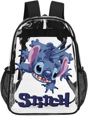 Clear Backpack Heavy Duty PVC Transparent Cartoon Backpack 17" Large Capacity See Through Bag for College