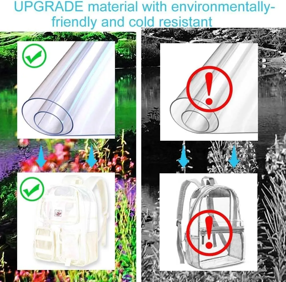 Clear Backpack, Transparent Bookbag Heavy Duty See Through Backpacks