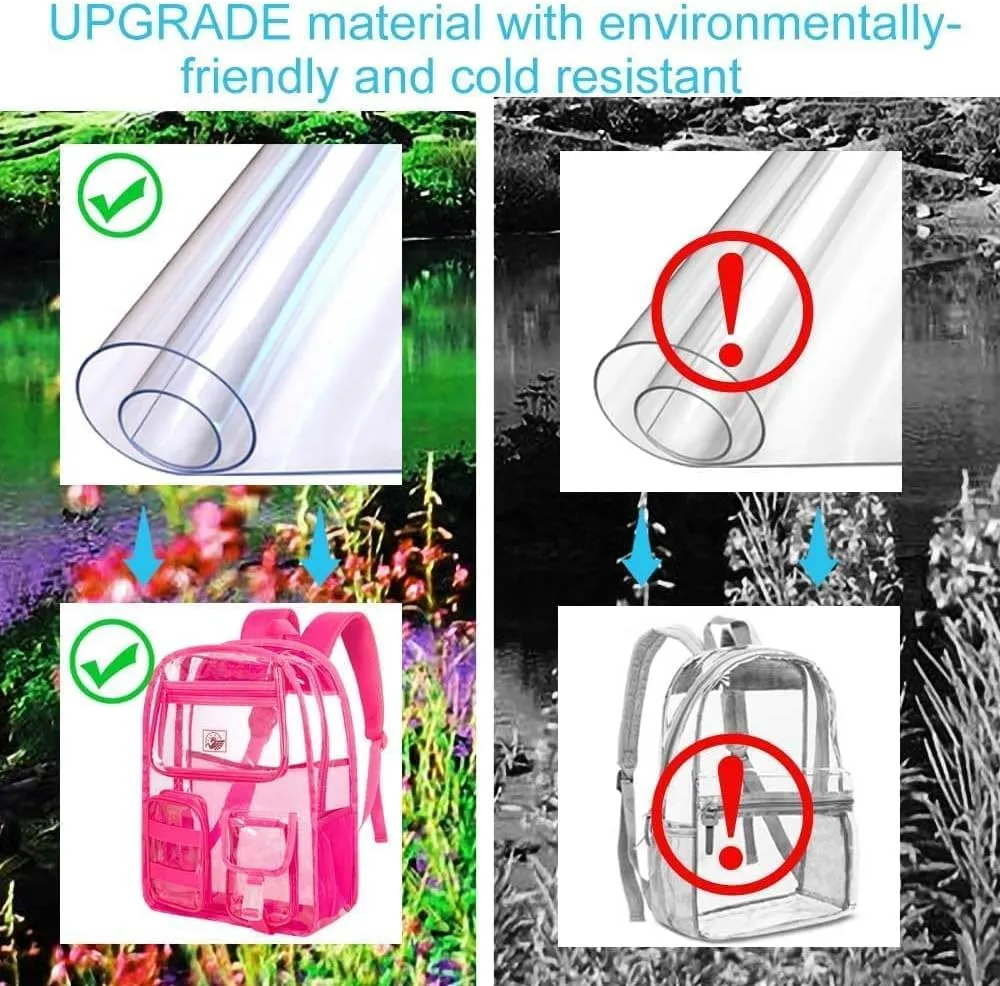 Clear Backpack, Transparent Bookbag Heavy Duty See Through Backpacks