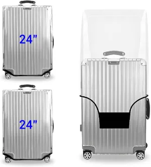 Clear Luggage Cover 24 Inch 2 Pack,Transparent PVC Anti-scratch,Waterproof,Dustproof Travel Suitcase Cover for Wheeled Luggage