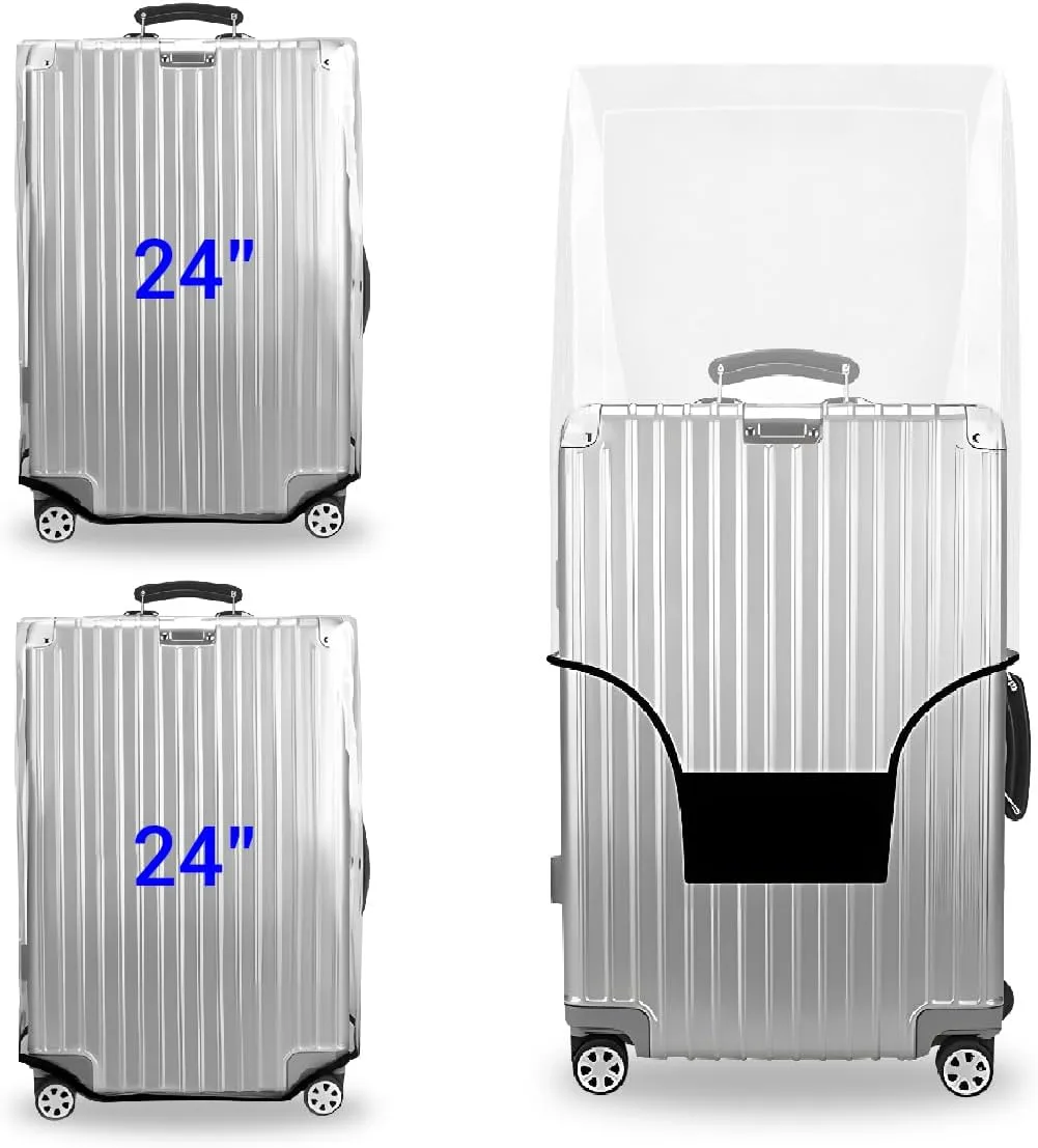 Clear Luggage Cover 24 Inch 2 Pack,Transparent PVC Anti-scratch,Waterproof,Dustproof Travel Suitcase Cover for Wheeled Luggage