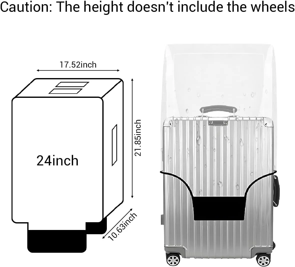 Clear Luggage Cover 24 Inch 2 Pack,Transparent PVC Anti-scratch,Waterproof,Dustproof Travel Suitcase Cover for Wheeled Luggage