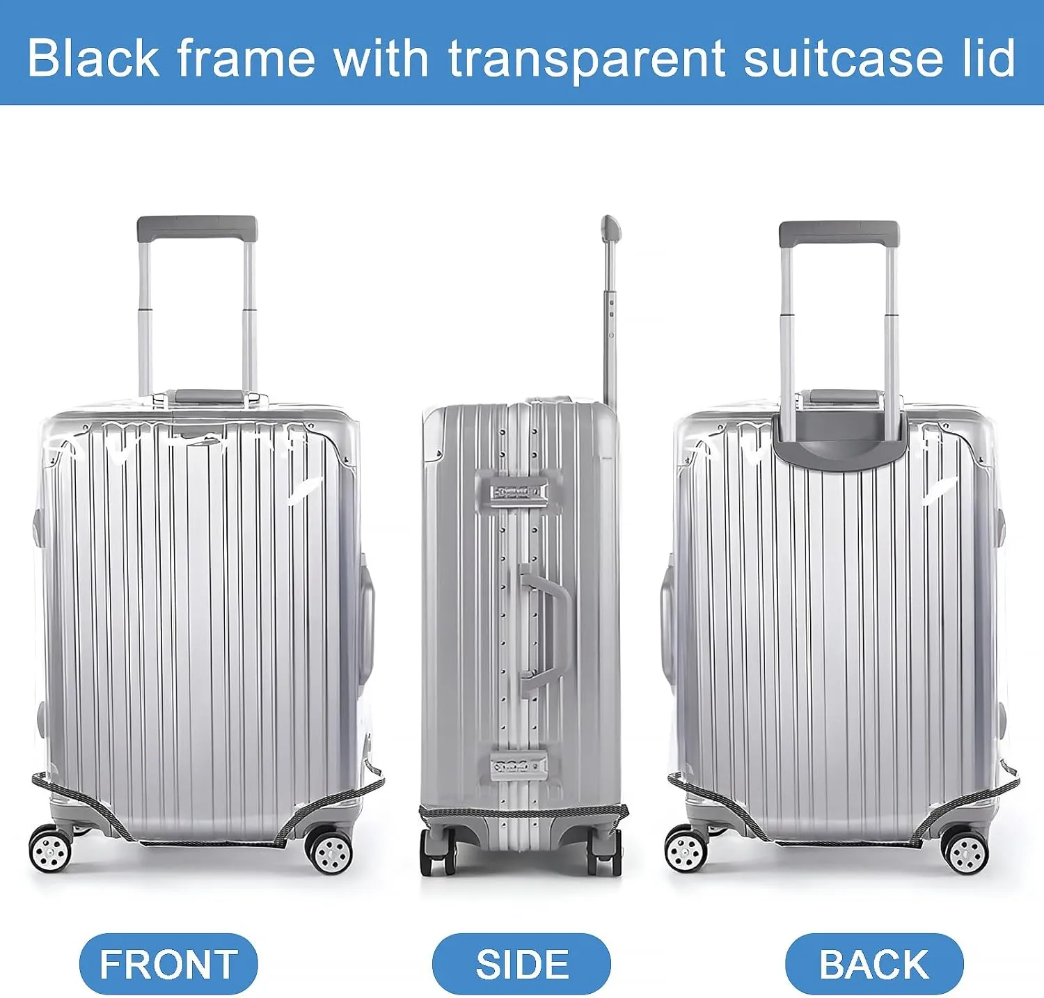 Clear Luggage Cover for 24 inch Suitcase Tsa Approved Thicken PVC Plastic Suitcase Protector Cover for Baggage Travel Waterproof.