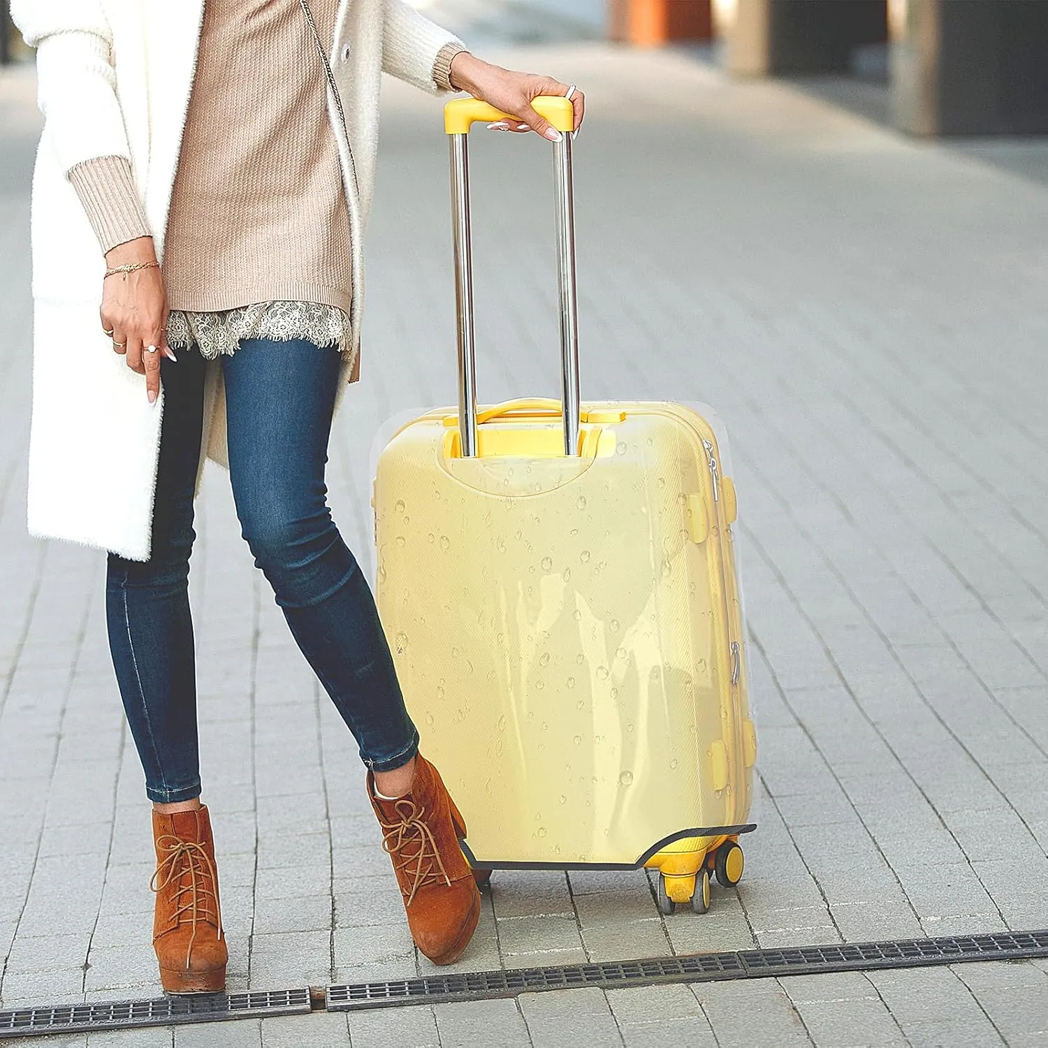 Clear Luggage Cover for 24 inch Suitcase Tsa Approved Thicken PVC Plastic Suitcase Protector Cover for Baggage Travel Waterproof.