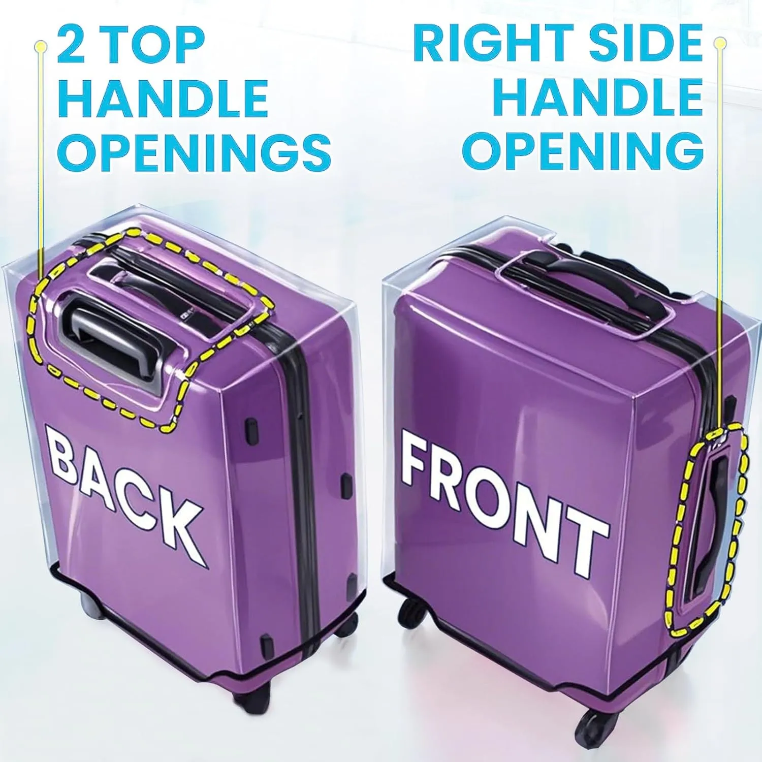 Clear Luggage Cover for 24 inch Suitcase Tsa Approved Thicken PVC Plastic Suitcase Protector Cover for Baggage Travel Waterproof.