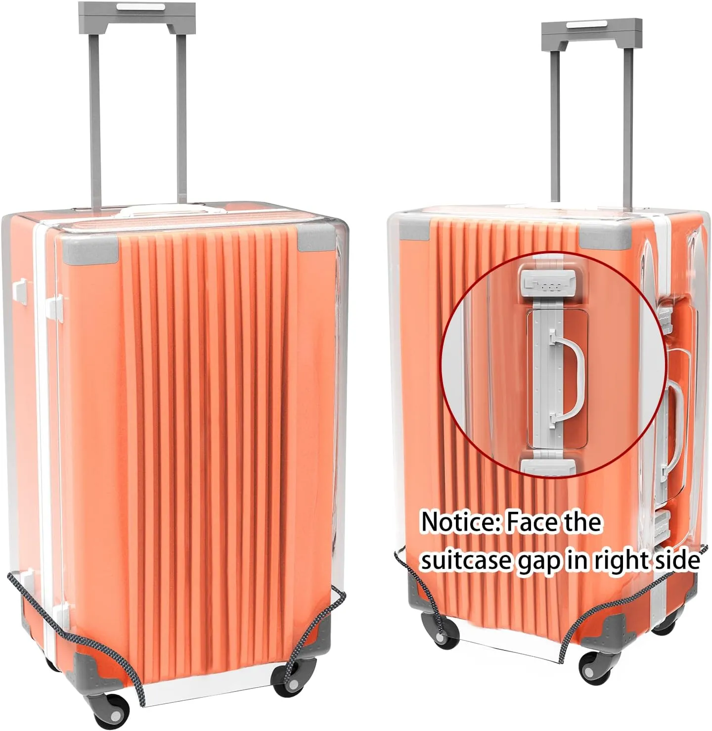 Clear PVC Luggage Cover Protectors 24 Inch Suitcase Cover for Suitcase TSA Approved 22-25Inch (22.44''H x 16.14''L x 11.41''W)
