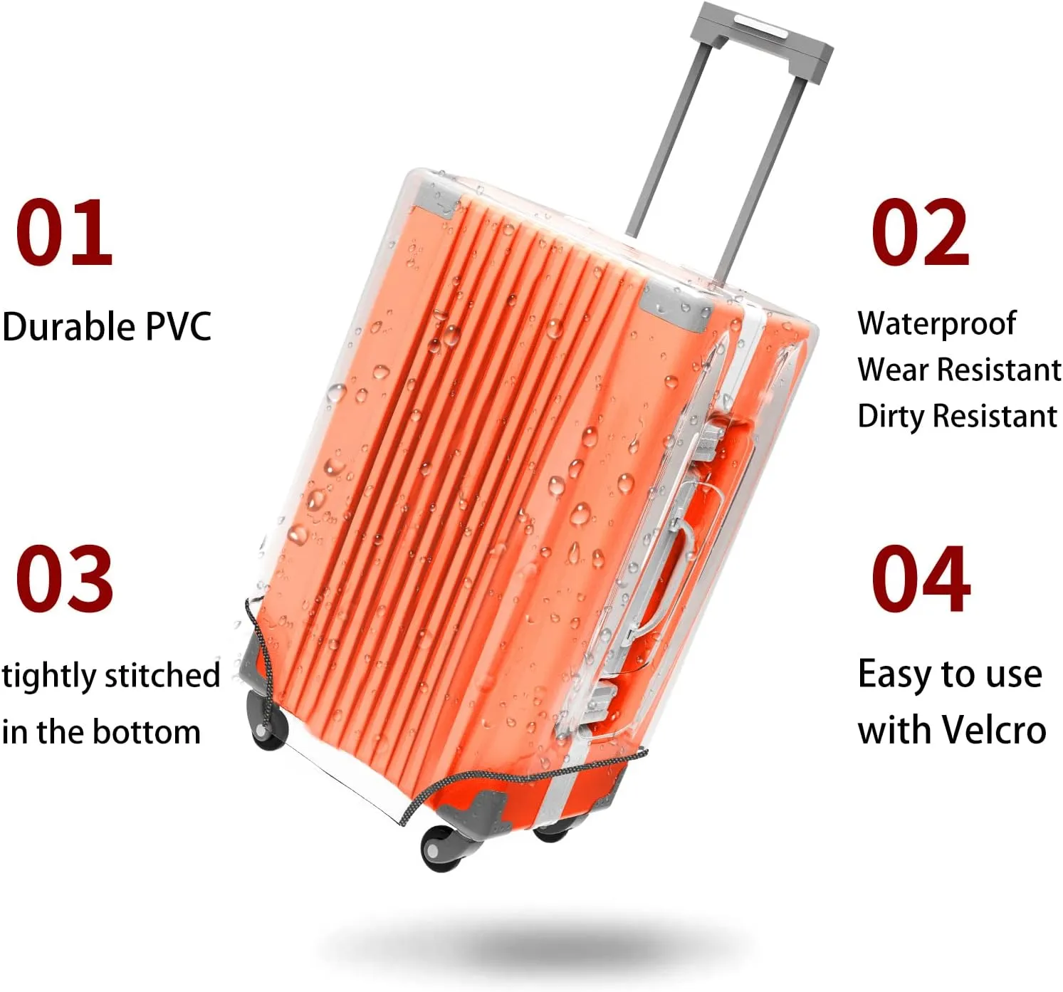 Clear PVC Luggage Cover Protectors 24 Inch Suitcase Cover for Suitcase TSA Approved 22-25Inch (22.44''H x 16.14''L x 11.41''W)