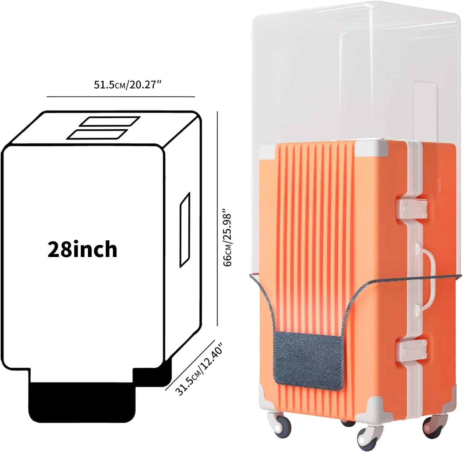 Clear PVC Luggage Cover Protectors 28 Inch Suitcase Cover for Suitcase TSA Approved 26-28Inch (25.98''H x 20.07''L x 12.40''W)