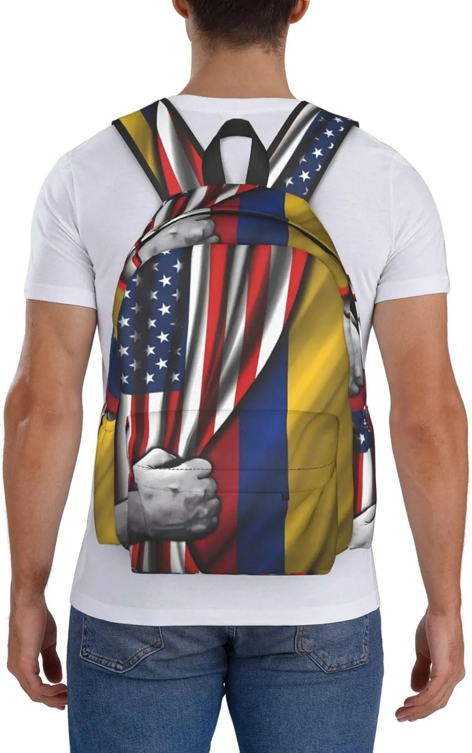 Colombian Colombia American Flag Large Travel Backpack Casual Backpacks Laptop Daypack Working Rucksack Lightweight Back Pack Sports Bag with Adjustable Shoulder Strap