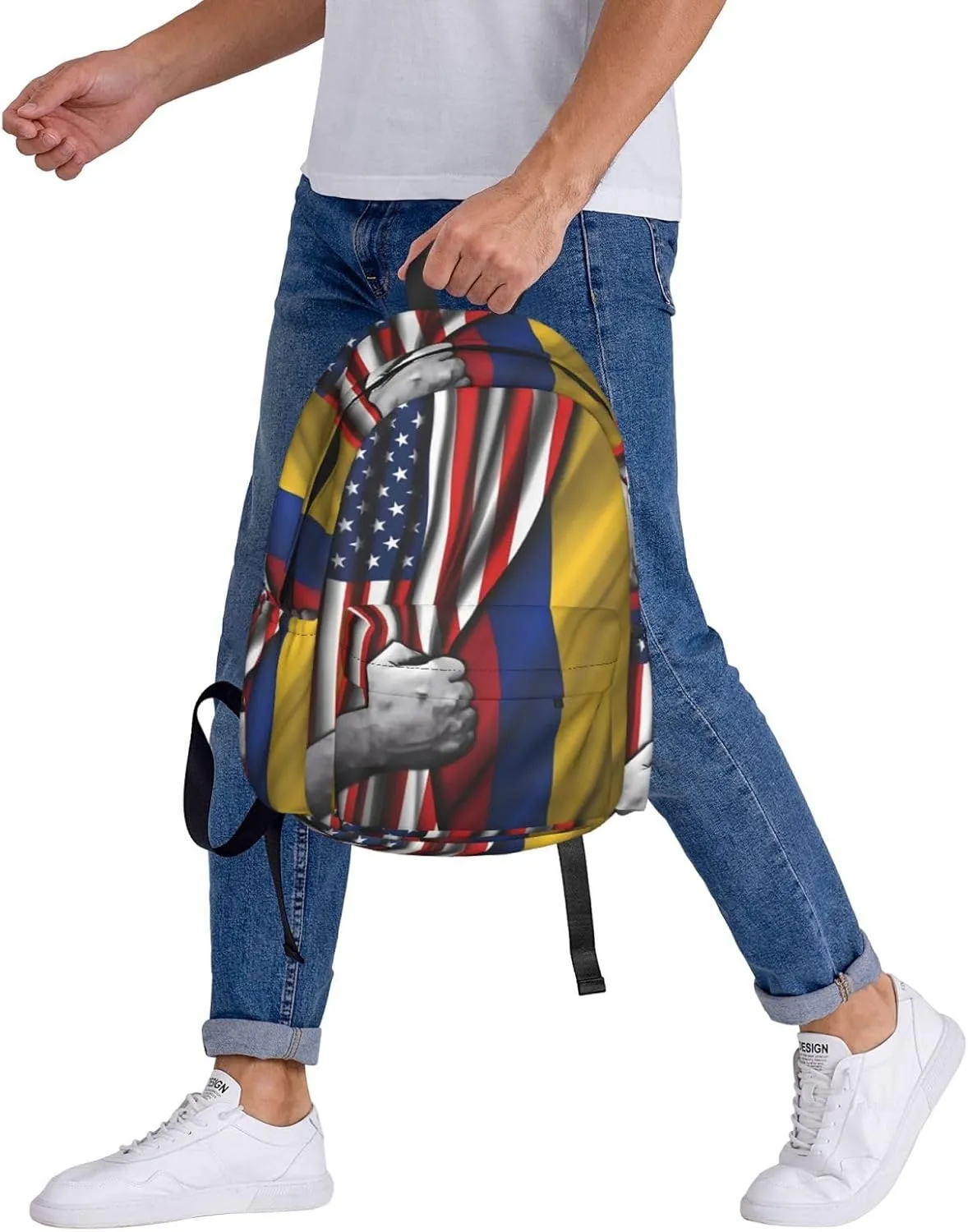 Colombian Colombia American Flag Large Travel Backpack Casual Backpacks Laptop Daypack Working Rucksack Lightweight Back Pack Sports Bag with Adjustable Shoulder Strap