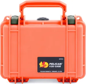ColorCase Pelican Protector 1120 Case Orange - Small Size Waterproof Case with Pick & Pluck Foam & Convoluted Lid Foam - OD Gren Latches