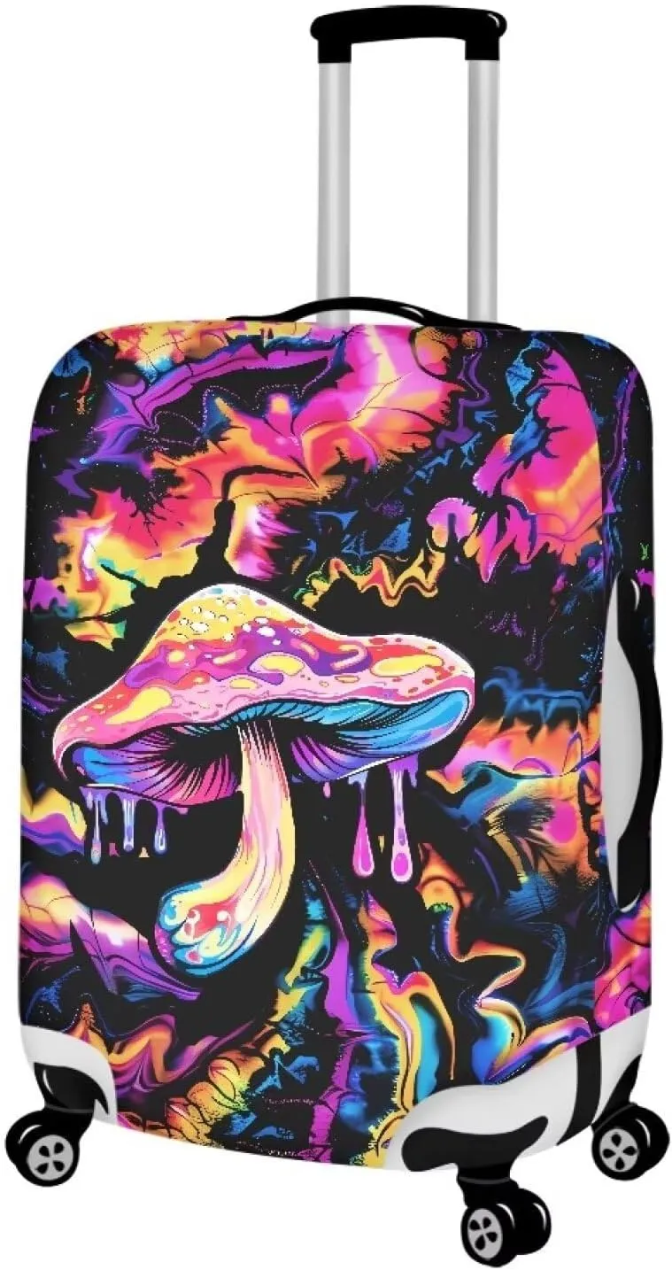 Colored Mushroom Travel Luggage Cover Washable Suitcase Protector Anti-Scratch Suitcase Cover Fits 18-32 Inch Luggage Checked Bag Cover Cover Suitcase Luggage Covers Baggage Covers-L