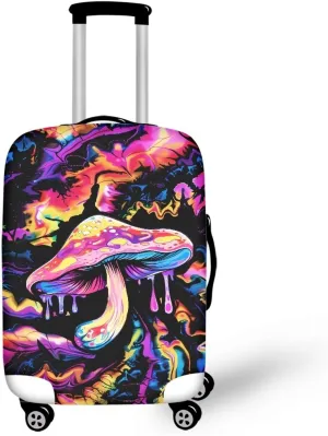 Colored Mushroom Travel Luggage Cover Washable Suitcase Protector Anti-Scratch Suitcase Cover Fits 18-32 Inch Luggage Checked Bag Cover Cover Suitcase Luggage Covers Baggage Covers-L