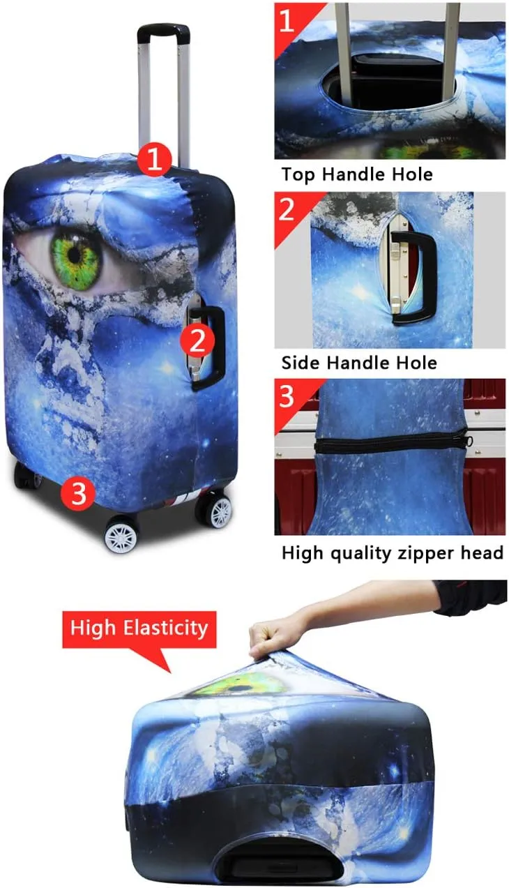 Colorful Dog Paw Print Travel Luggage Cover Elastic Baggage Protector for Women Girls,Fits 18-21 Inch Washable Suitcase Covers