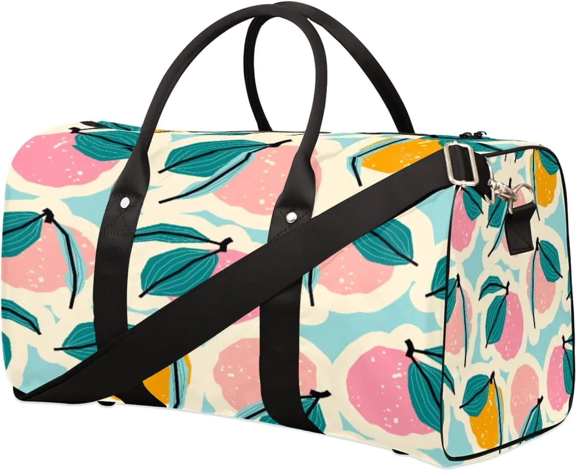 Colorful Fruit Travel Duffel Bag, Apples Oranges Sports Tote Gym Bag, Foldable Weekender Overnight Bag, Luggage Handle Bag for Women Men