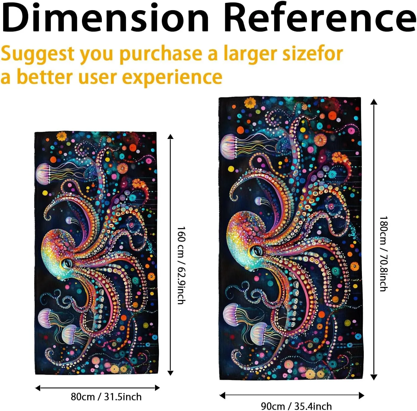 Colorful Octopus Beach Towel Vibrant Underwater Design Quick Dry Soft Microfiber Sand Free Lightweight Pool Picnic Essentials 62x31 Inch