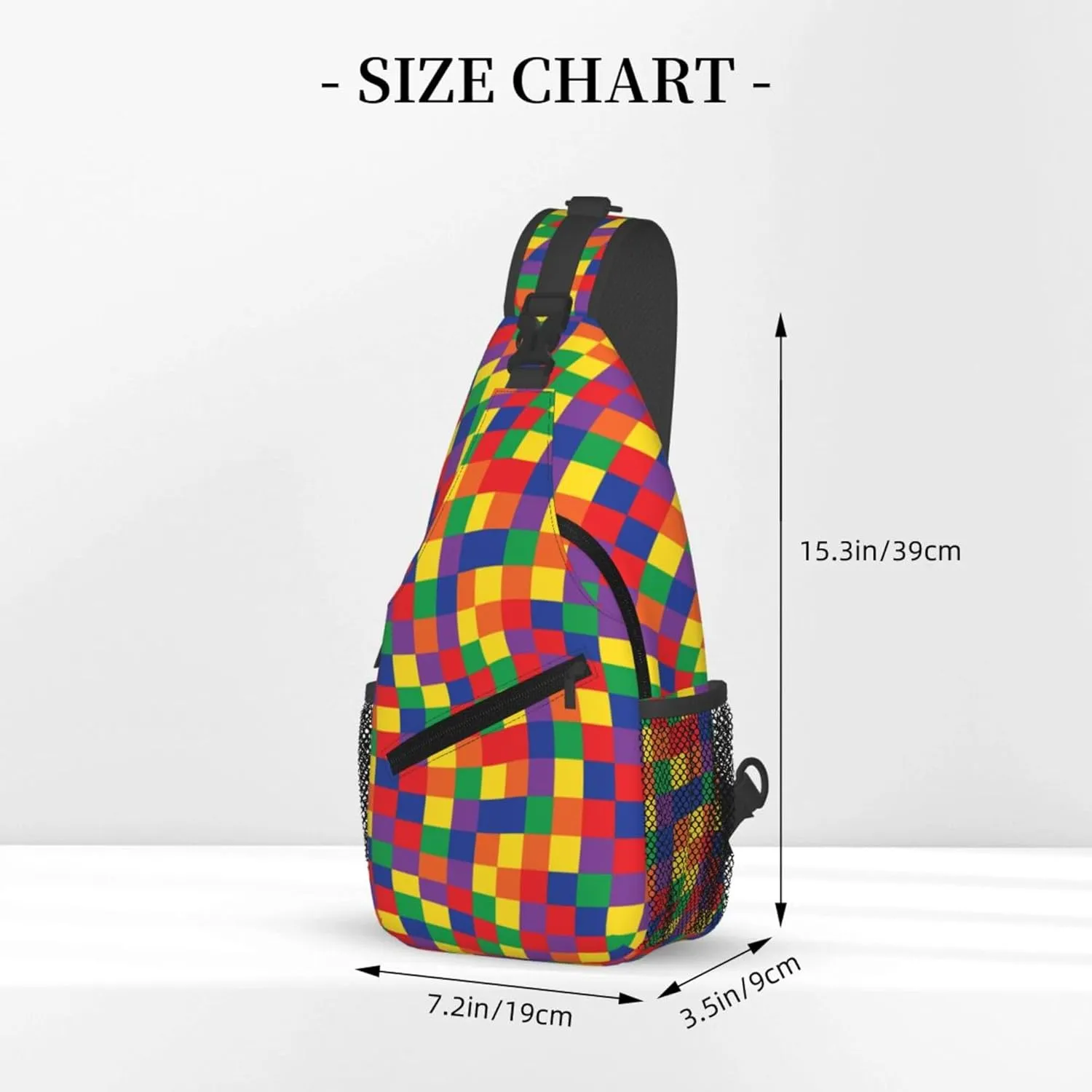 Colorful Puzzle Pattern Sling Backpack Crossbody Bag, Chest Bag Daypack for Outdoors Hiking Traveling