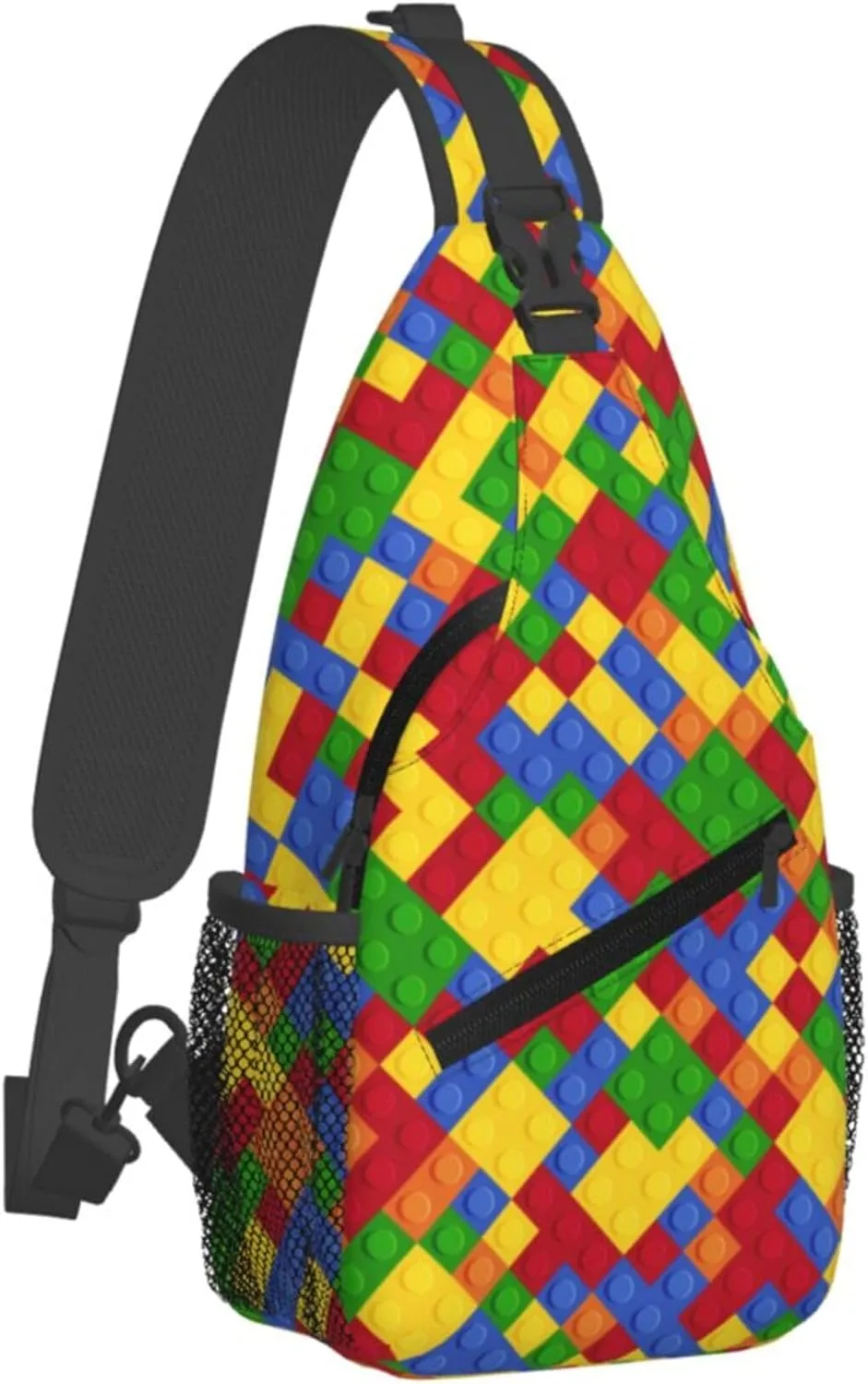 Colorful Puzzle Pattern Sling Backpack Crossbody Bag, Chest Bag Daypack for Outdoors Hiking Traveling