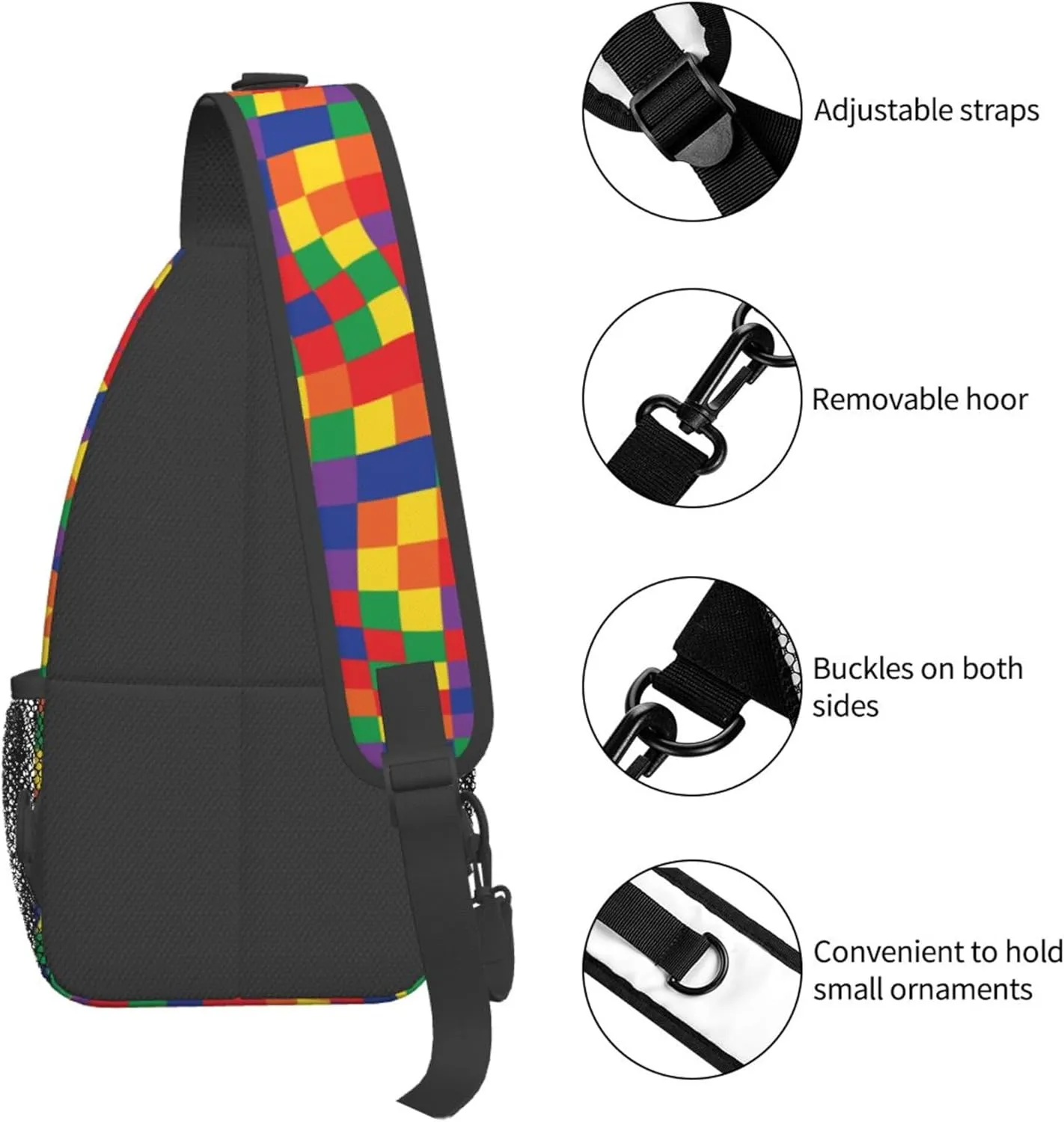 Colorful Puzzle Pattern Sling Backpack Crossbody Bag, Chest Bag Daypack for Outdoors Hiking Traveling