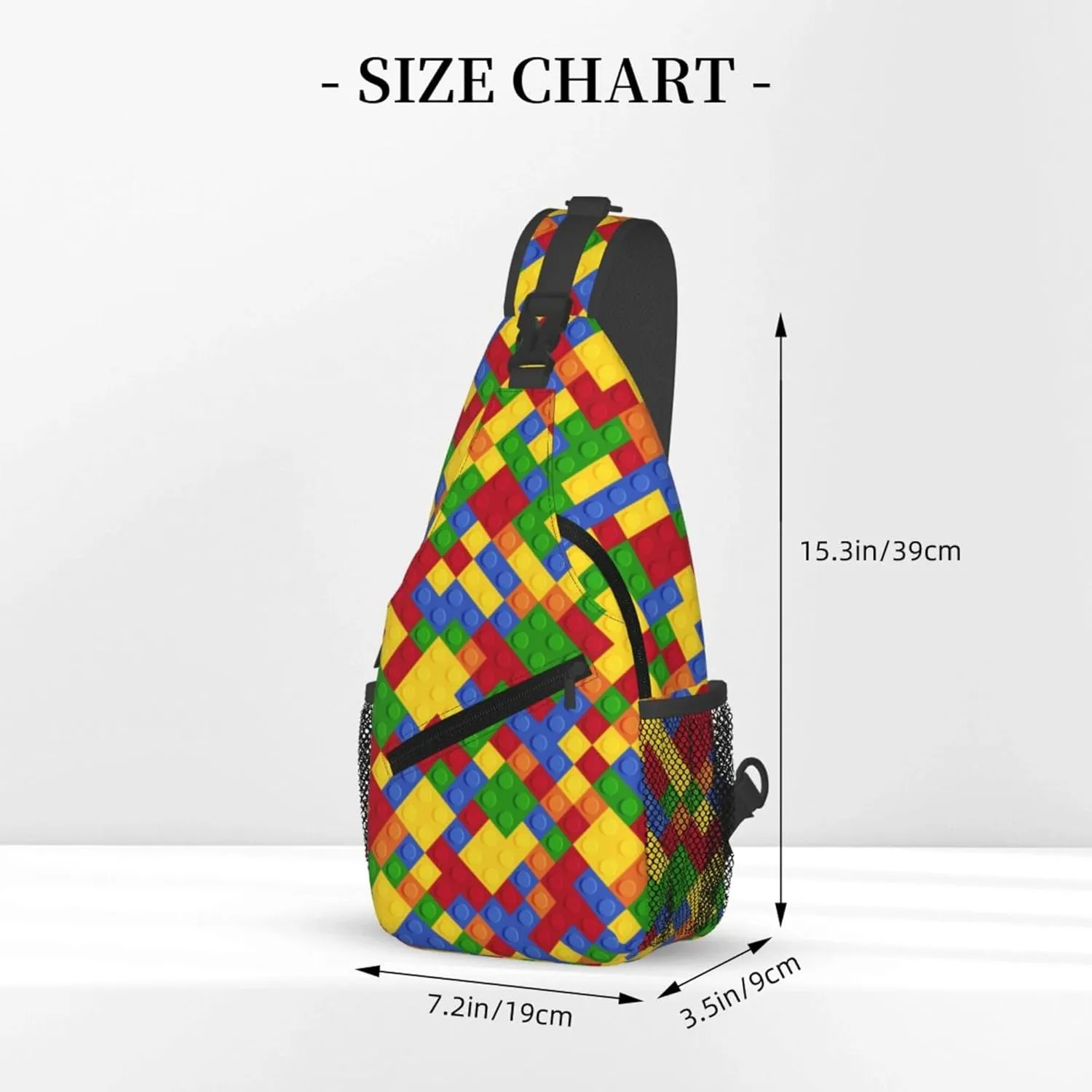 Colorful Puzzle Pattern Sling Backpack Crossbody Bag, Chest Bag Daypack for Outdoors Hiking Traveling
