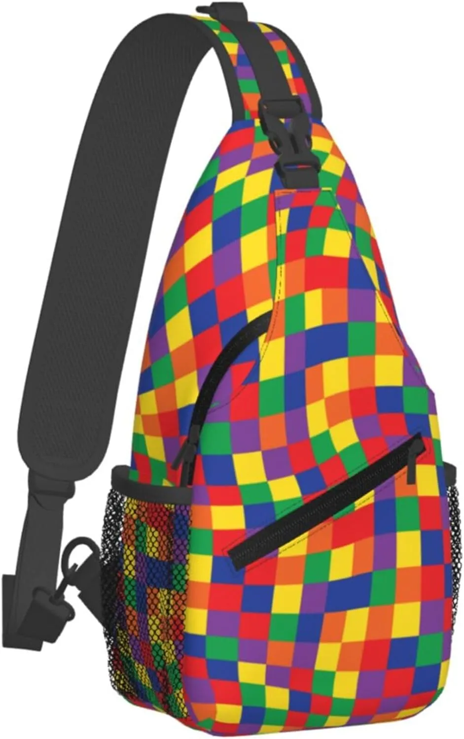 Colorful Puzzle Pattern Sling Backpack Crossbody Bag, Chest Bag Daypack for Outdoors Hiking Traveling