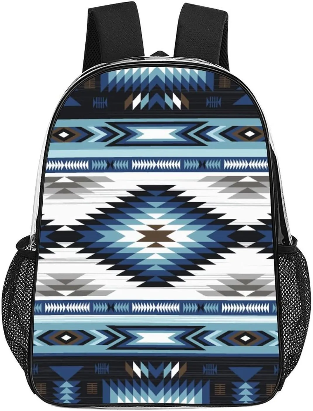 Colorful Tribe Navajo Aztec Geometry Transparent Fashion Waterproof PVC Transparent Backpack Unisex 17 Inches