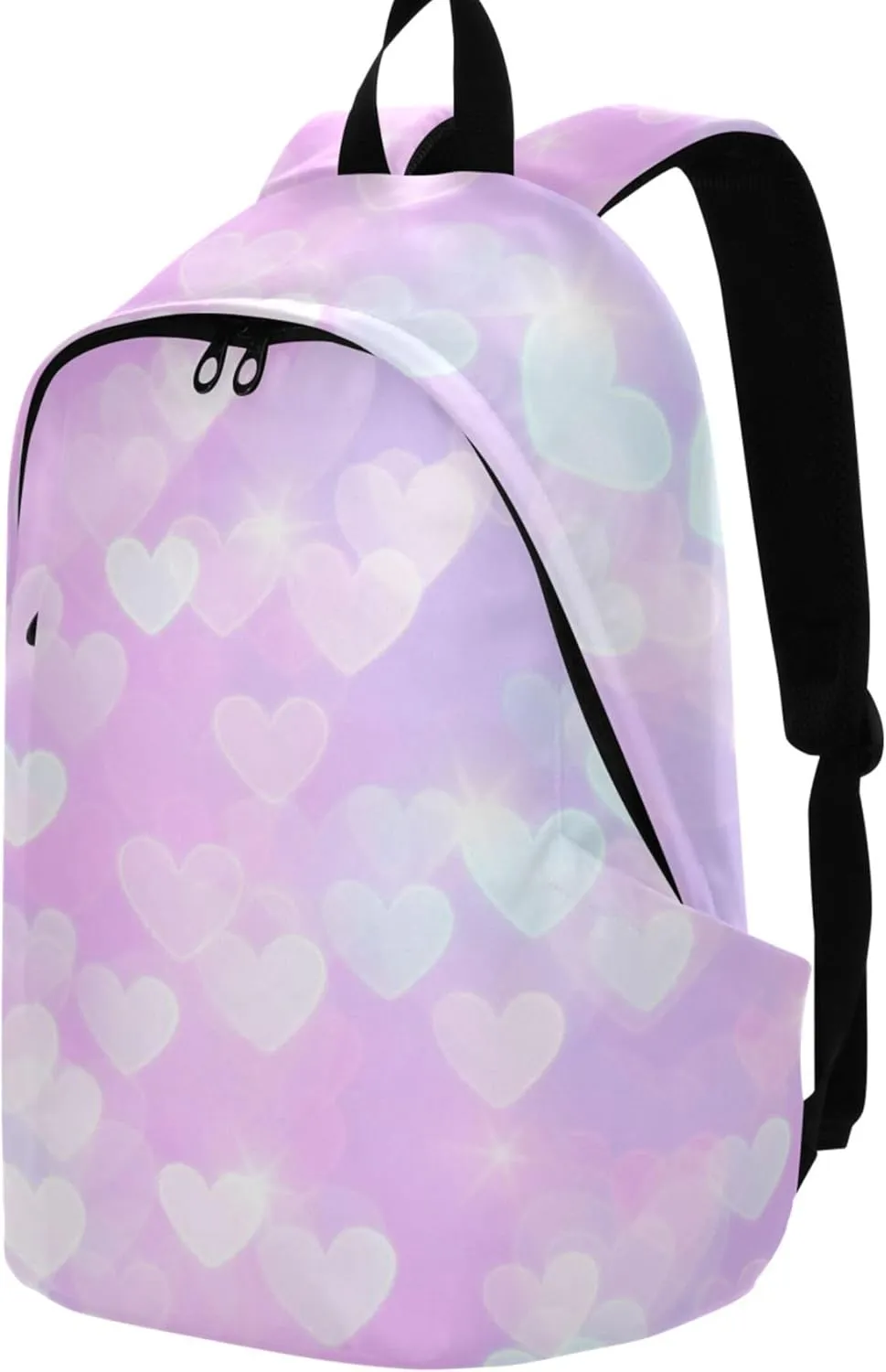 Colorful Women Cute Backpacks Casual Daypack Waterproof Hearts Romantic Pink Valantine School Bookbag for Teen Girls