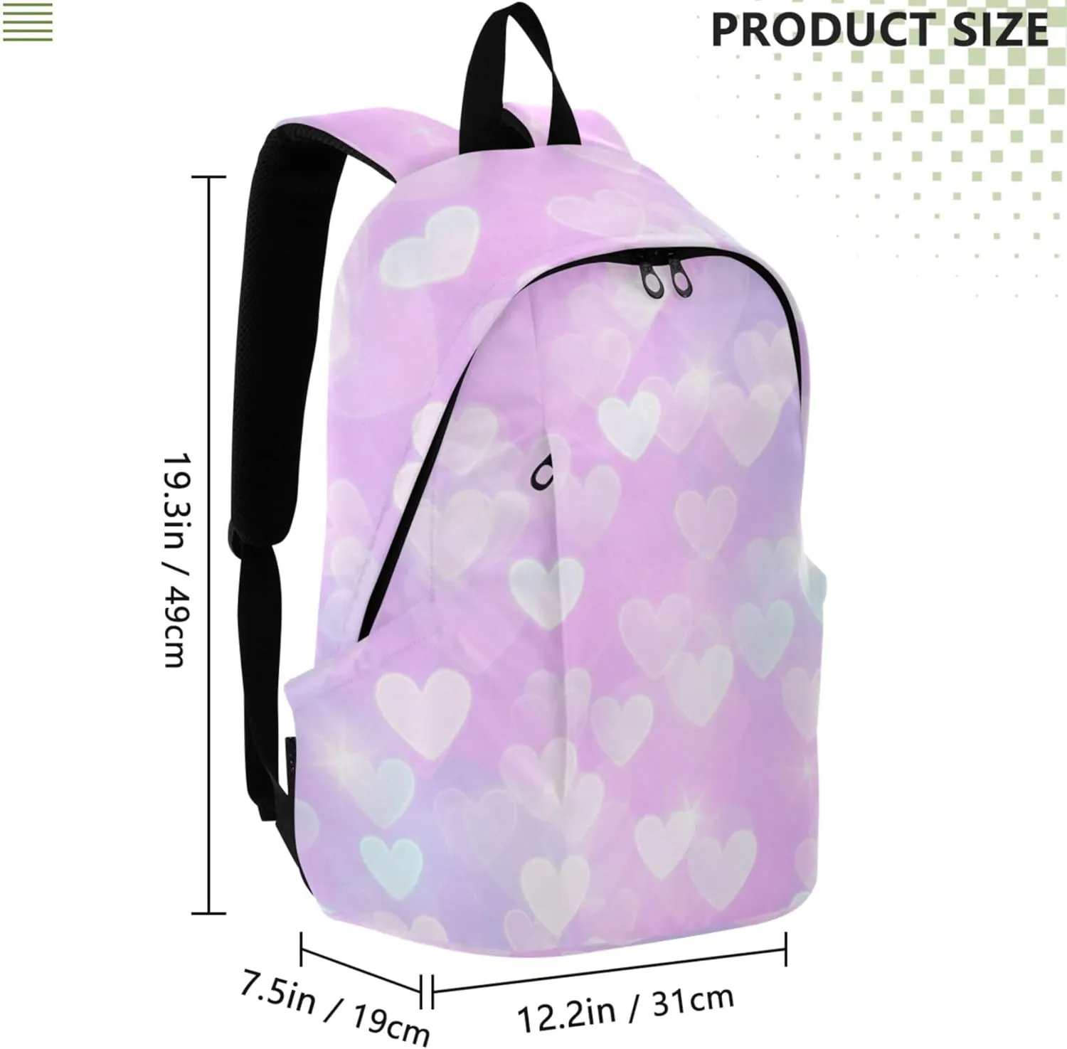 Colorful Women Cute Backpacks Casual Daypack Waterproof Hearts Romantic Pink Valantine School Bookbag for Teen Girls