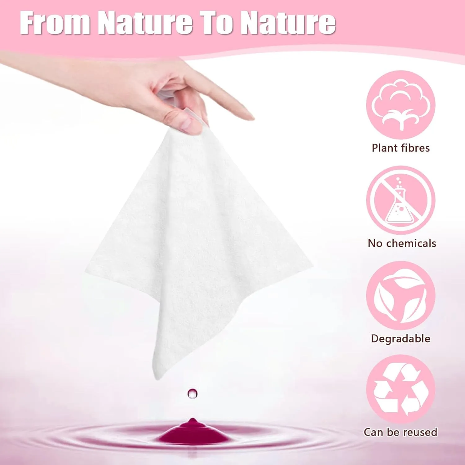 Compressed Towels, Ultra Soft Disposable Face Towel, Thicken Facial Washcloth, Large Dry Wipes for Makeup Remover, Sensitive Skin, Facial Cleansing, Nursing, Travel Gear(200 Count Pink)