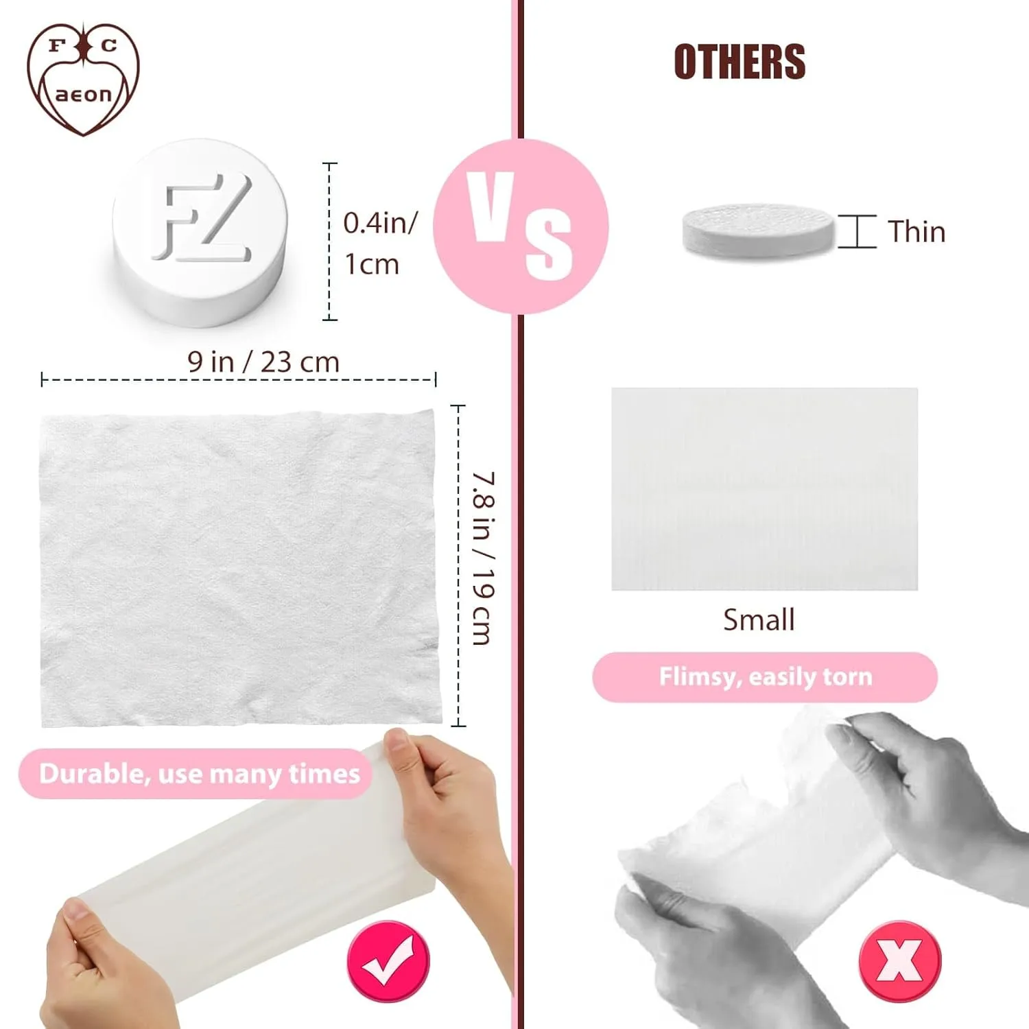 Compressed Towels, Ultra Soft Disposable Face Towel, Thicken Facial Washcloth, Large Dry Wipes for Makeup Remover, Sensitive Skin, Facial Cleansing, Nursing, Travel Gear(200 Count Pink)