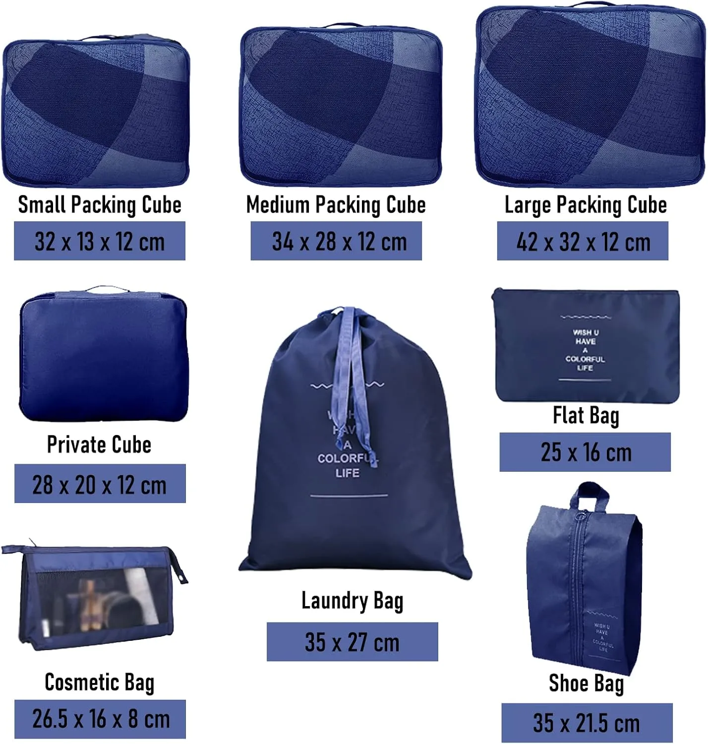 Compression Packing Cubes for Suitcases, Travel Luggage Organizer with Shoe Bag, Toiletry Bag &  Travel Accessories Clothes Storage Bag（Set of 8)