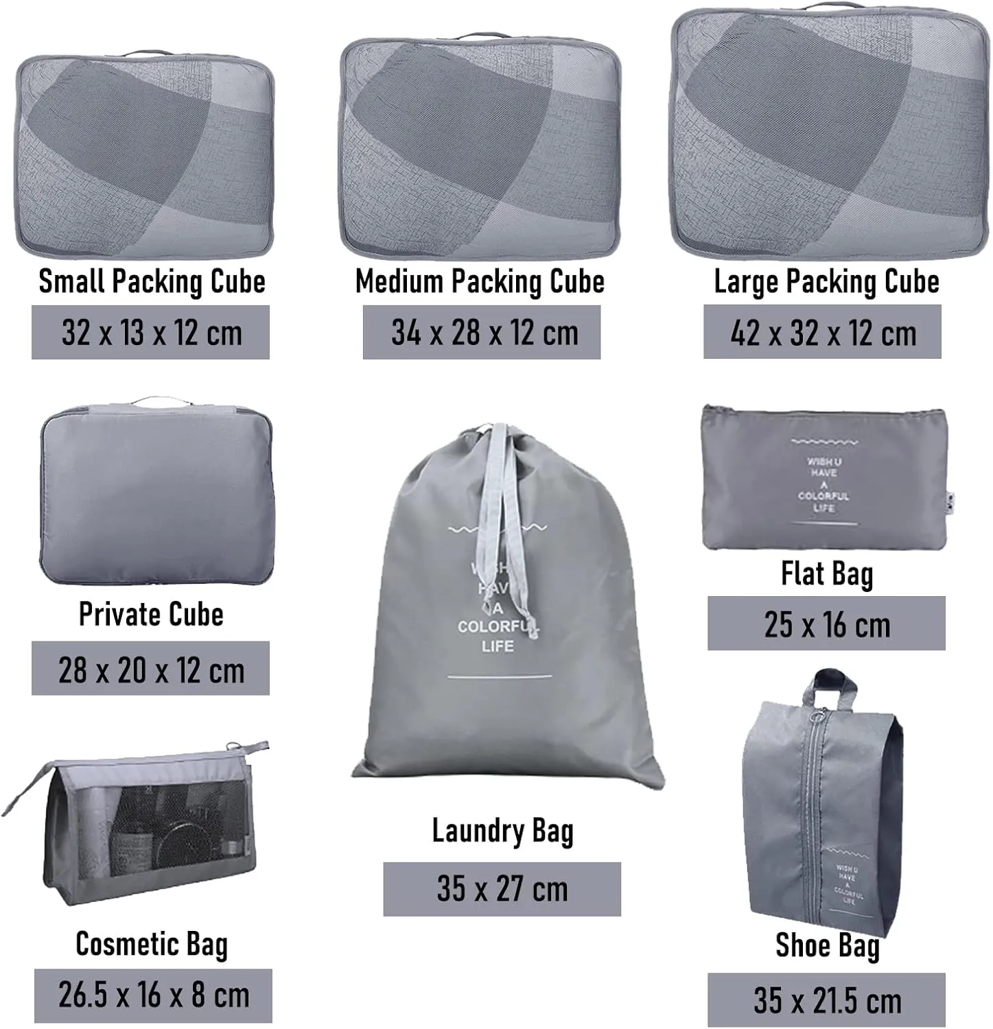 Compression Packing Cubes for Suitcases, Travel Luggage Organizer with Shoe Bag, Toiletry Bag &  Travel Accessories Clothes Storage Bag（Set of 8)