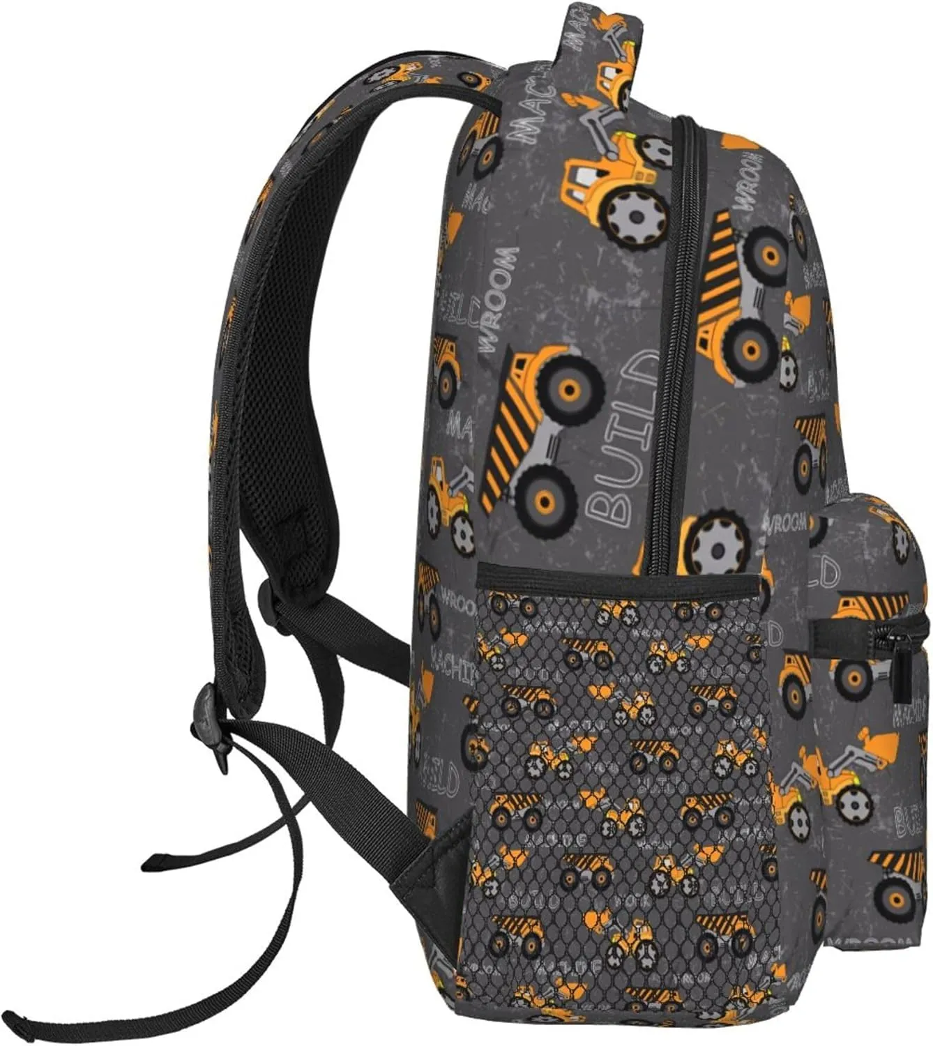 Construction Cars Truck School Backpack 16 Inch Machines Tractor Elementary Backpacks Strap Adjustable Travel Casual Daypack for Boys Girls Kids