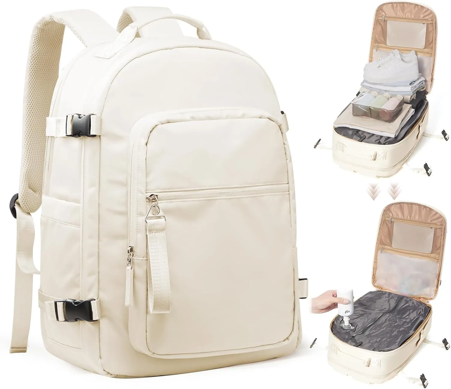 coofay Vacuum Backpack Travel with Pump Airback Vacpack Backpack with Vacuum Seal Backpacks Traveling Backpacks Vacuum Compression Air Travel Bag Carry on Luggage