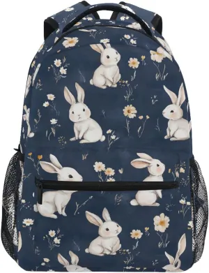 Cool Backpacks for Men Women Waterproof School Book Bag with Chest Strap Gift Men & Women Cartoon Funny Bunny Navy Blue