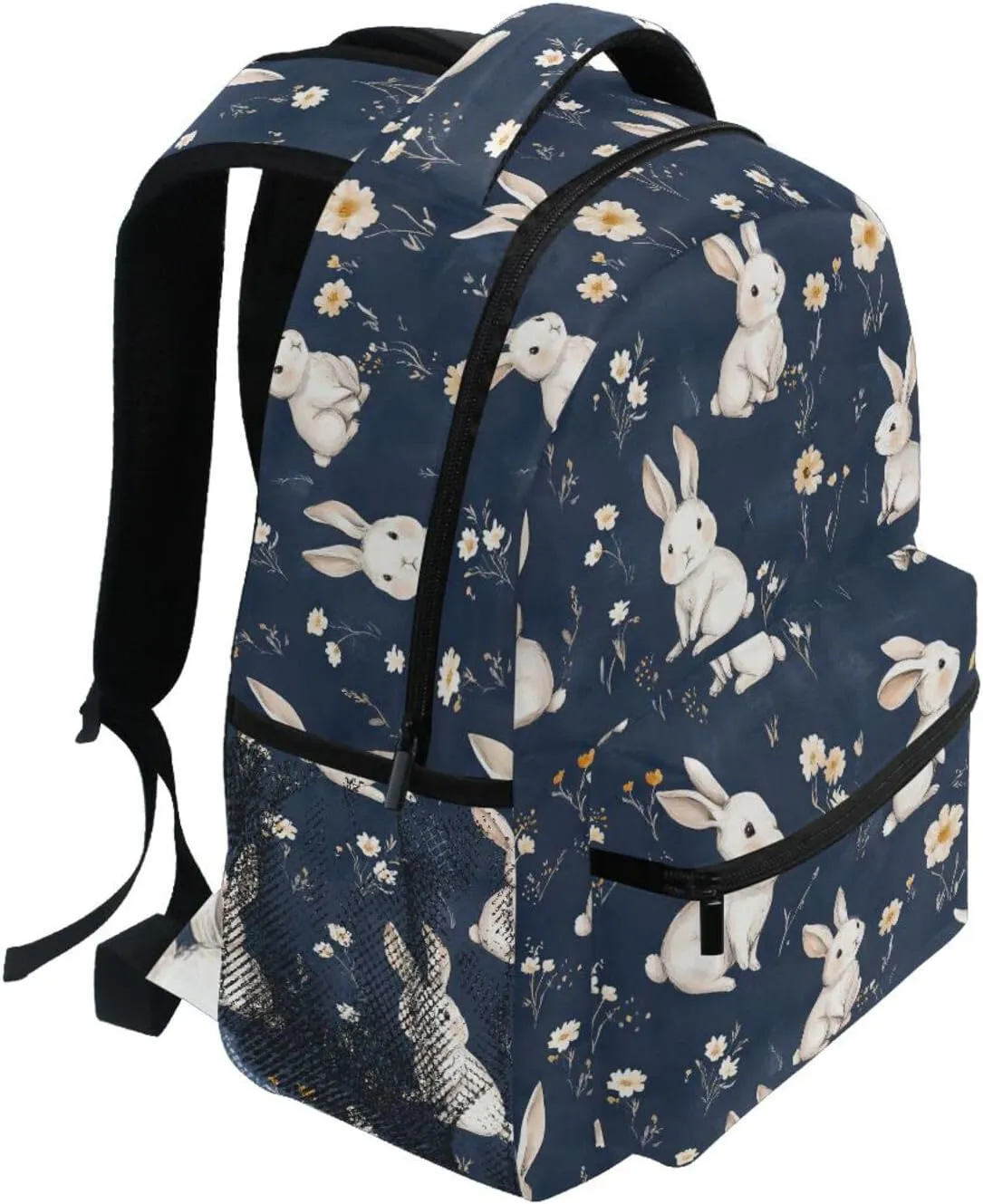 Cool Backpacks for Men Women Waterproof School Book Bag with Chest Strap Gift Men & Women Cartoon Funny Bunny Navy Blue