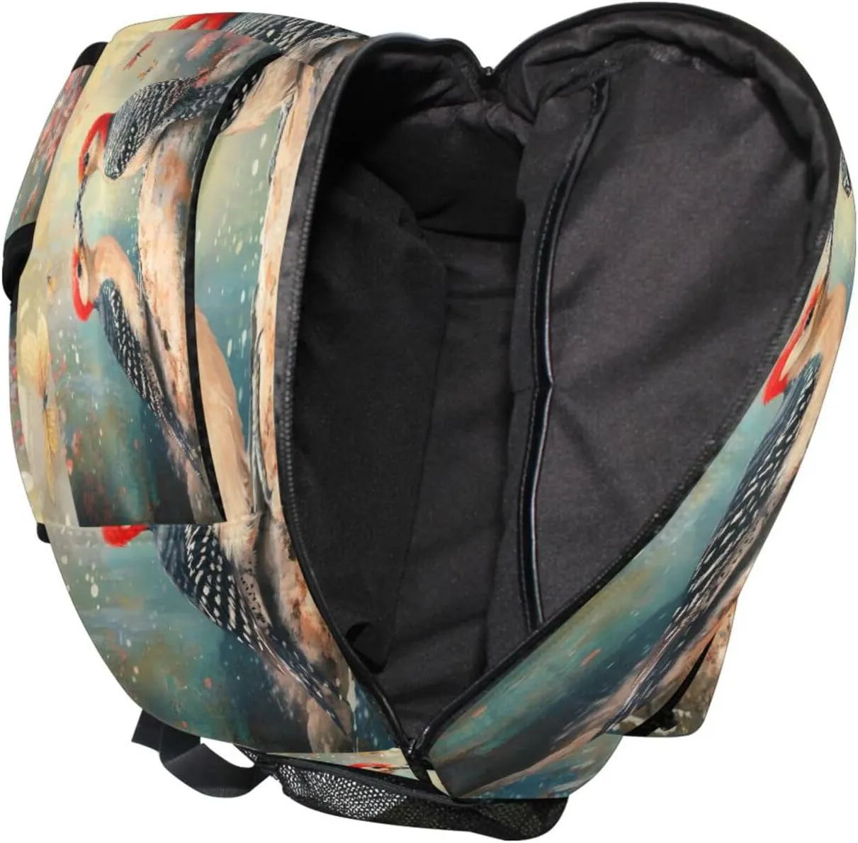 Cool Backpacks for Teenager Waterproof Laptop Bag with Chest Strap for Travel Trip Art Red - Bellied Woodpecker Birds A River