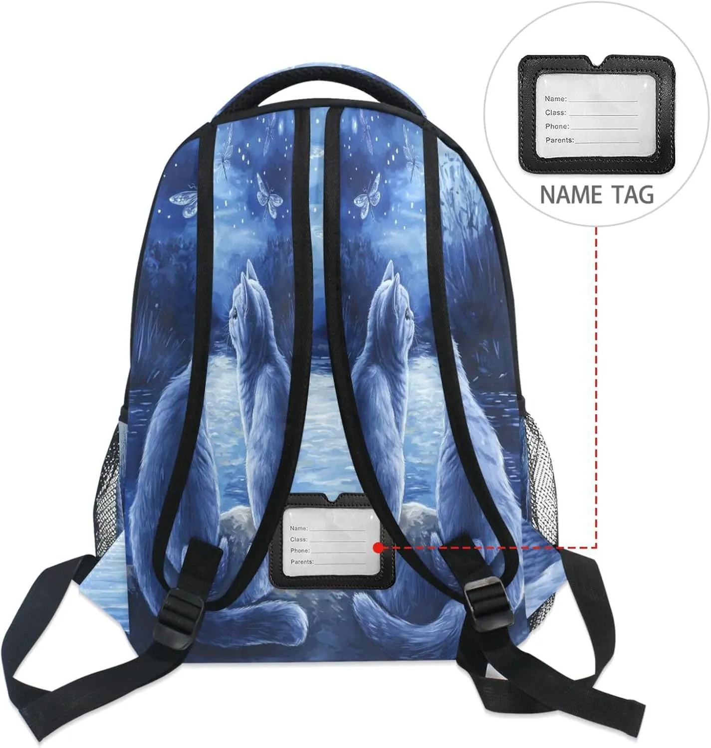 Cool Backpacks for Teens Boys Girls Waterproof Carry On Backpacks with Chest Strap for Travel Trip Cartoon British Shorthair Cats A River