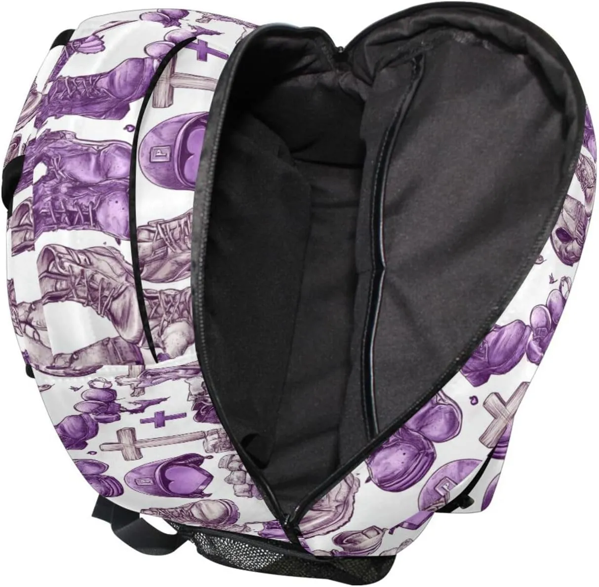 Cool Backpacks for Teens Boys Girls Waterproof Stylish Travel Bags with Chest Strap for Business Work College Travel Trip Purple Heart Day Muddy Army Shoes Helmets Crosses Flags