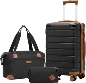 Coolife Luggage Set Suitcase 3 Piece Set Carry On Travel Luggage TSA Lock Spinner Wheels Aluminum Corner Protectors Hard Shell Lightweight Suitcase Set