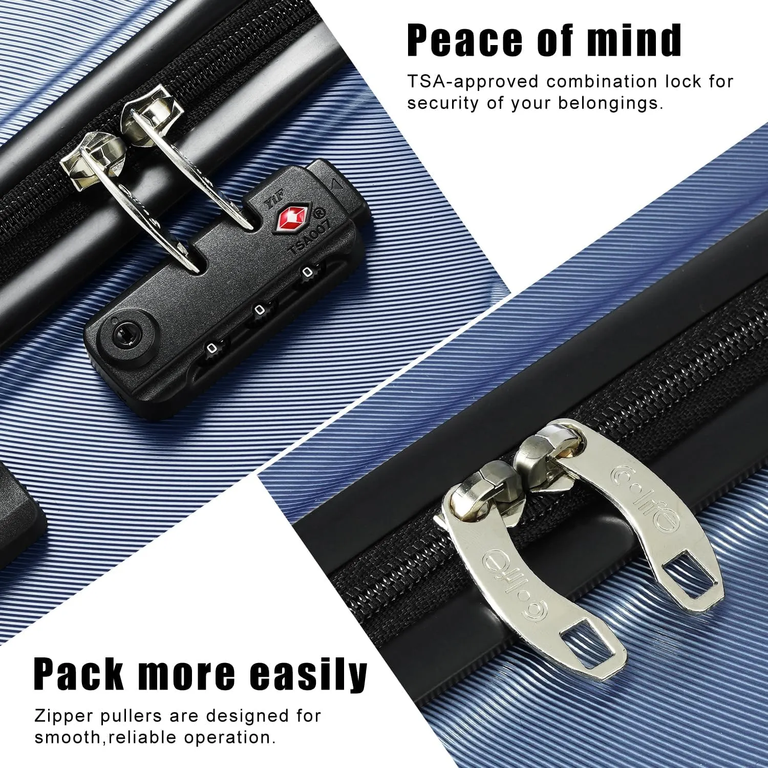 Coolife Luggage Suitcase Carry-on Spinner TSA Lock USB Port Expandable (only 28’’) Lightweight Hardside Luggage (Purple, 3 piece set)