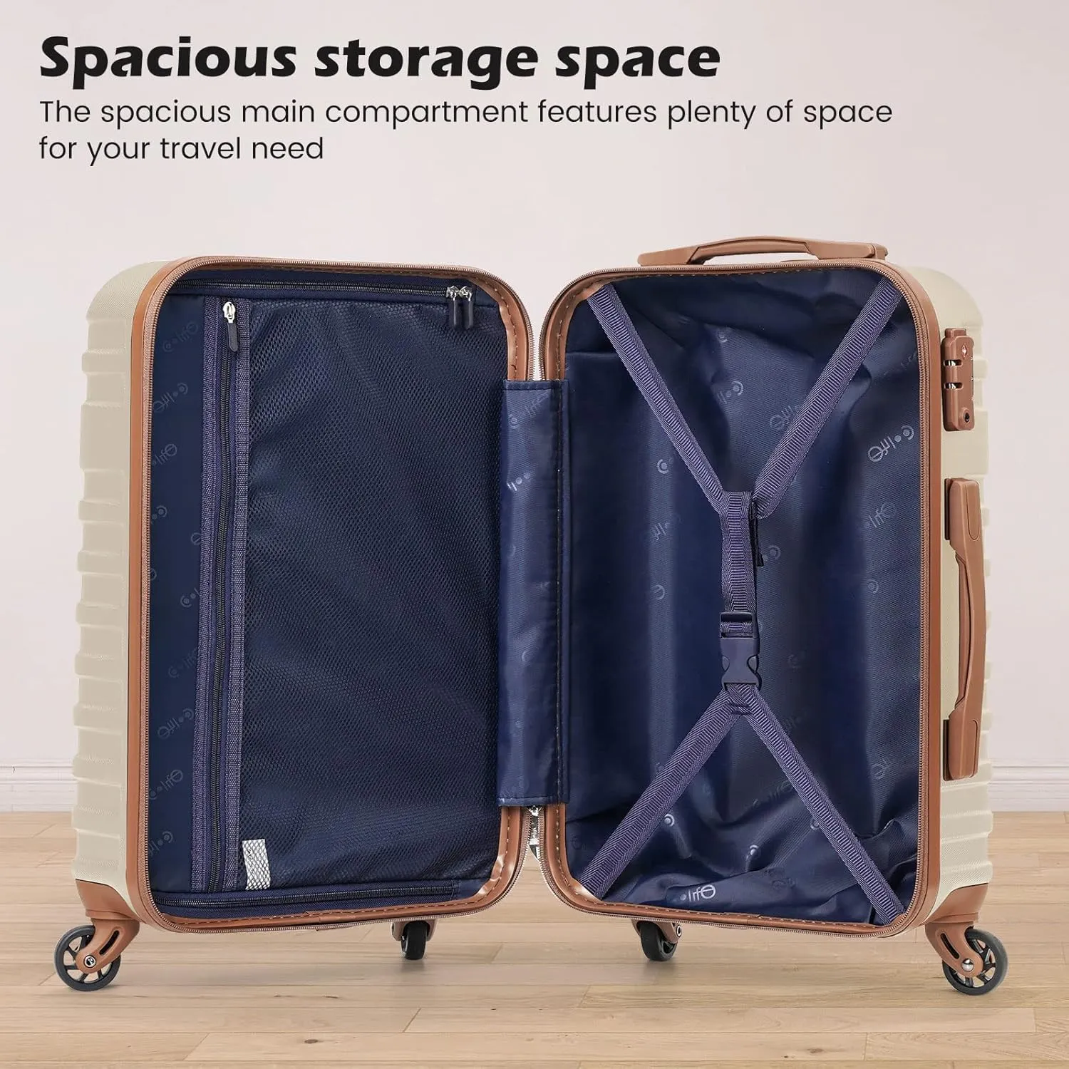 Coolife Suitcase Set 3 Piece Luggage Set Carry On Hardside Luggage with TSA Lock Spinner Wheels (White, 5 piece set)