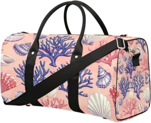 Corals Seashell Foldable Lightweight Duffle Bag for Travel - Waterproof Carry On Bags for Airplanes, Travel Duffel Bags for Gym, Weekend