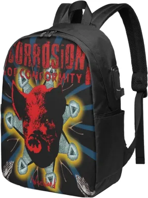 Corrosion Music of Conformity Laptop Backpack, Travel Computer Bag with USB Charging Port, Work Business Backpacks