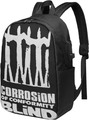 Corrosion Music of Conformity Laptop Backpack, Travel Computer Bag with USB Charging Port, Work Business Backpacks
