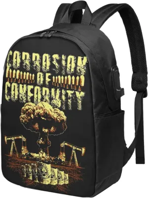 Corrosion Music of Conformity Laptop Backpack, Travel Computer Bag with USB Charging Port, Work Business Backpacks