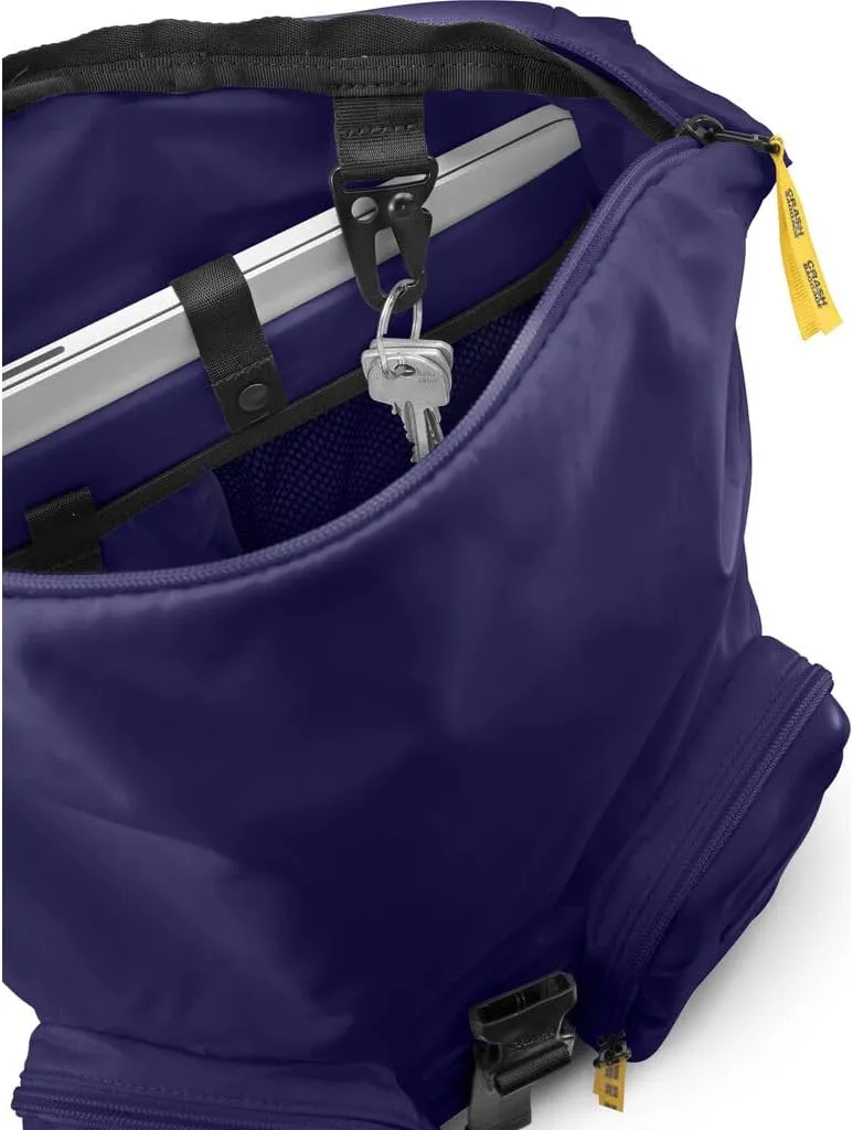 CRASH BAGGAGE Rucksack - Durable Travel Backpack with 13” Laptop Compartment & Pockets for Work & Gym, Water Resistant EVA Exterior, Key Clip, Navy Blue - 22L
