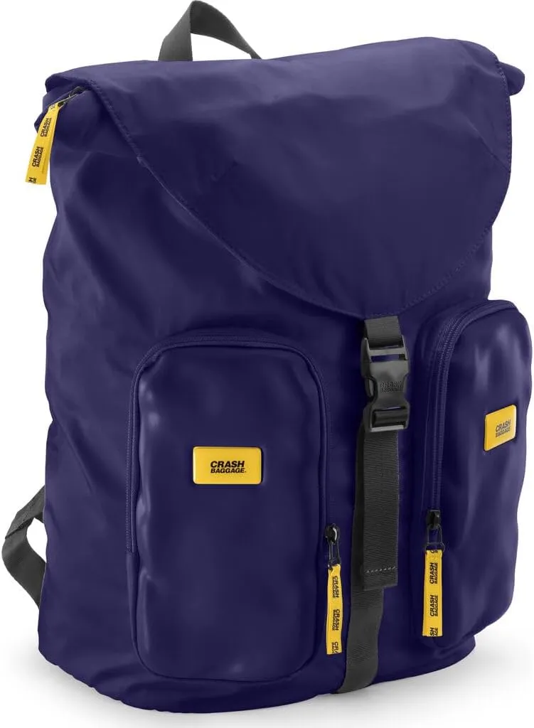 CRASH BAGGAGE Rucksack - Durable Travel Backpack with 13” Laptop Compartment & Pockets for Work & Gym, Water Resistant EVA Exterior, Key Clip, Navy Blue - 22L