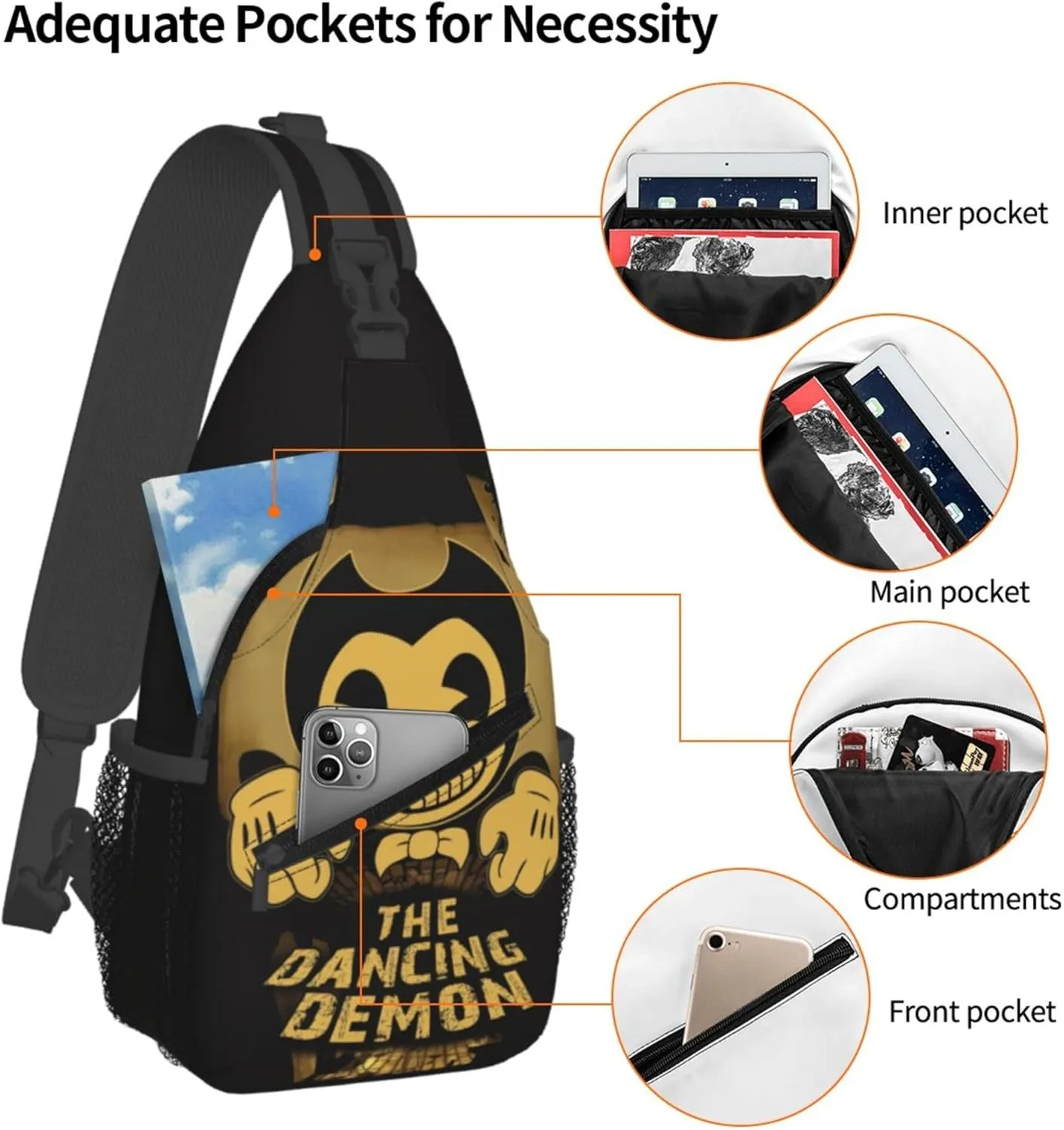 Cross Chest Bag Diagonally Sling Backpack Crossbody Funny BE&ndy Multipurpose Shoulder Bag Travel Hiking Daypack Running Sports